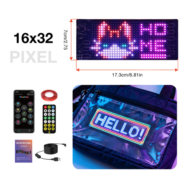 Daybetter pixel 16*32 Programmable APP Controlled Multi-Color LED Flexible Pixel Panel Logo Mini Display Board Decoration