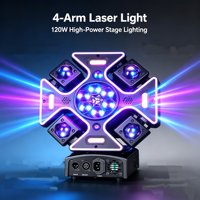 Mini Cabeza Móvil de Cuatro Brazos con Luz LED RGBW de 120W, Láser de Escenario para KTV, Bares, Bodas, Fiestas, DMX512, Fiestas Familiares