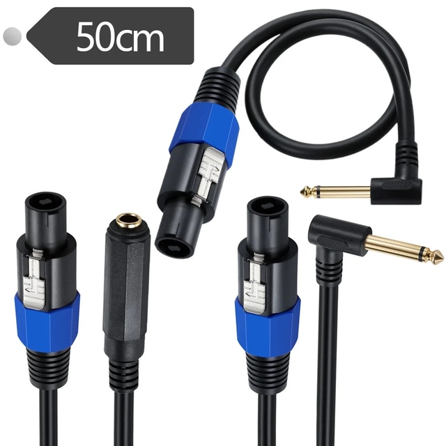 1/4 TS Female to Speakon Speaker Cable Speakon to 6.35 mm Mono Jack Adapter 6.5mm Male Right Angled 1/4" to Twist Lock Speak-On
