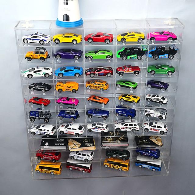 Wholesale Wall Mount Counter Table Hot Wheels Toy Cars 1:64 Acrylic Protective Display case with Cover