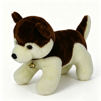 Peluche de husky marrón personalizado, peluche de husky con collar con campana, husky siberiano de pie, cachorro husky adorable, juguete de peluche suave.