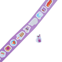 Autocollants pour scrapbooking à fond violet avec illustrations de nourriture de dessins animés