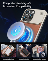 Étui de téléphone en cuir PU de luxe avec empiècements en alliage d'aluminium, étanche et parfumé, pour iPhone 16 Plus avec trous de refroidissement