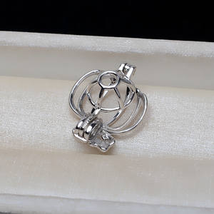 Pendentif en argent S925 en forme de pomme, cage pour pendentif féminin sans trou, pour perle de 8-9 mm, accessoires de fabrication de bijoux plaqués, support vide 3292 - Product Image 4