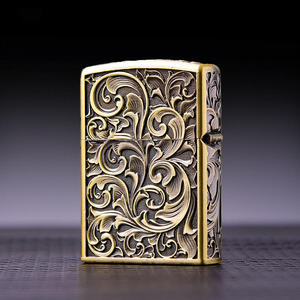 Briquet à kérosène coupe-vent en métal, gravure rose cinq faces, style vintage, rechargeable, pour homme, cadeau, logo personnalisé, vente en gros - Product Image 4