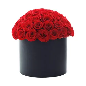 Оптовая продажа, 52 шт., цветы вечной розы в коробке-ведре по заводской цене, индивидуальная брендовая вечная роза В Грибной коробке для декора