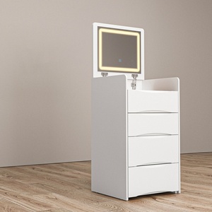 Hiện Đại <span class=keywords><strong>Mini</strong></span> gỗ Bảng điều chỉnh bàn trang điểm độ nét cao LED thắp sáng gương Top mở thiết kế cho phòng ngủ phòng khách căn hộ khách sạn - Product Image 1