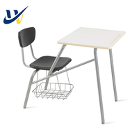 Vente en gros chaise d'étudiant en plastique bureau intégré collège université mobilier de classe chaise d'étude scolaire table d'écriture attachée
