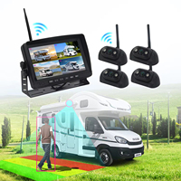 Système d'alarme BSD avec écran quadruple 4 canaux sans fil de 7 pouces, caméra de recul 2,4 GHz, kit de surveillance des angles morts pour camion, étanche