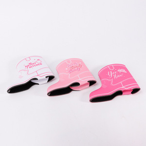 Tùy Chỉnh Cá Nhân Cowgirl Cao Bồi Giày Khởi Động Màu Hồng Cao Su Tổng Hợp Người Giữ Chai Bia Uống Mát Coozies Với Logo Cho Lon - Product Image 4