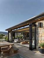Porte d'entrée pliante en aluminium moderne, imperméable, en alliage d'aluminium et en verre, surface finie, design accordéon, balcon, patio, pliage, extérieur, villa