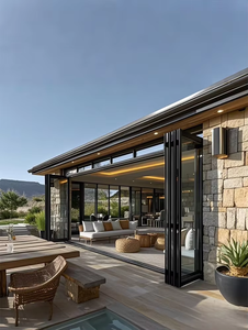 Porta d'Ingresso Moderna in Lega di Alluminio Impermeabile con Vetro, Design a Fisarmonica per <span class=keywords><strong>Balcone</strong></span> e Patio, Esterno Villa - Product Image 6