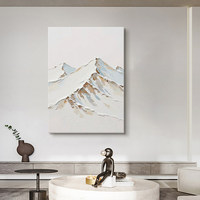 Peinture à l'huile abstraite de montagne enneigée texturée 3D 100 % peinte à la main, taille personnalisée, cadre en bois, toile murale – Nouveauté 2026, Offre Spéciale