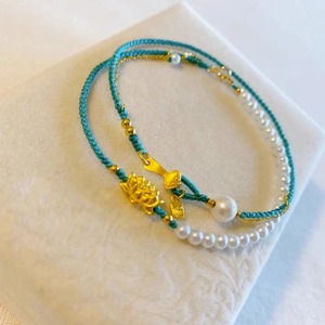 Pulsera Trenzada Azul <span class=keywords><strong>Lotus</strong></span> con Cadena y Cuerda para Abalorios, Elegante, Blanca, de Alta Gama para Mujer - Product Image 1
