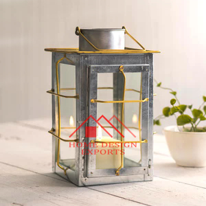Farol de Vela para Decoración Interior y Exterior, Estilo Rústico de Granja, Farol de Hierro Gris para Interiores y Exteriores - Product Image 1