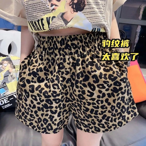 Pantalones cortos de leopardo de talla grande para mujer, pantalones cortos de pierna ancha de cintura alta de estilo coreano, pantalones cortos Vintage para mujer que combinan con todo 2025 - Product Image 4
