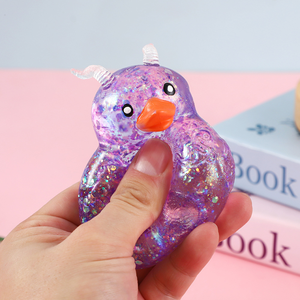 Wholesale High Quality Squishy Glitter Duck Toys TPR Stress Relief Fidget Toys Kids Party Favors - Product Image 4