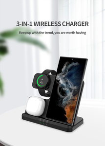 New 3in1 sạc không dây 15 Wát sạc nhanh đứng cho điện thoại đồng hồ tai nghe bán buôn xách tay - Product Image 6