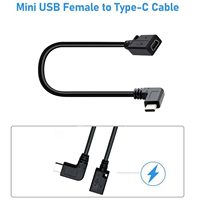 Kabel sinkronisasi Data pengisi daya Jack betina USB Mini sudut kanan jantan Tipe C