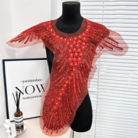 Paillettes dorées brodées col oblique Applique Patch avant col en dentelle pour Abaya Kaftan Jalabiya Baju Kurung robes africaines