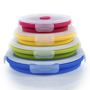 Juego de Loncheras Redondas Plegables de Silicona - 350/500/800/1200 ml, Silicona Platino de Grado Alimenticio + Tapa de PP, Logotipo Personalizado OEM - Product Image 2