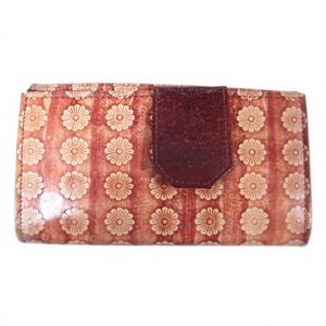 Portefeuille en cuir bohème vintage avec motif floral, fermeture éclair, léger, capacité 1-1,9L, pour toutes les saisons, usage quotidien - Product Image 1