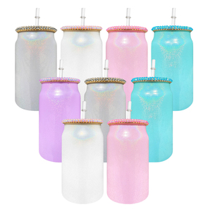 Vente <span class=keywords><strong>en</strong></span> <span class=keywords><strong>gros</strong></span> <span class=keywords><strong>en</strong></span> vrac 15oz 16oz sublimation diamant verre peut avec strass couvercle Soda bière café gobelets pour <span class=keywords><strong>impression</strong></span> bricolage - Product Image 1