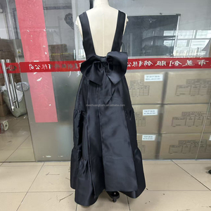 Vestido Maxi Negro Personalizado sin Mangas con Capas <span class=keywords><strong>de</strong></span> Tafetán <span class=keywords><strong>para</strong></span> Mujer, Vestidos Formales <span class=keywords><strong>para</strong></span> Galas - Product Image 6