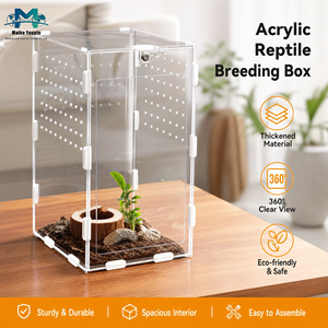 Terrario de Acrílico Transparente Personalizable y Reforzado para Reptiles, con Vista Panorámica de 360° y Múltiple Ventilación, Hábitat para Arañas y Lagartos - Product Image 1