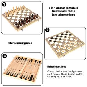 Custom High Quality 3 in 1 Foldable Natural Wood <strong>Chess</strong> Board <strong>Set</strong> With Poker <strong>Set</strong> <strong>Novelty</strong> Board Game Company Promotion Gifts - Product Image 4