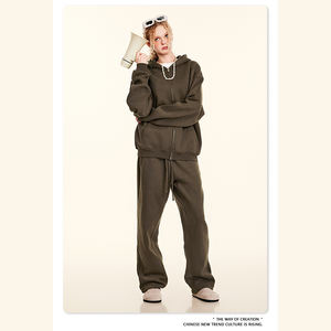 Sweat-shirt à capuche unisexe décontracté en polaire 440G personnalisé, lourd, respirant, avec fermeture éclair double sens, impression numérique - Product Image 3