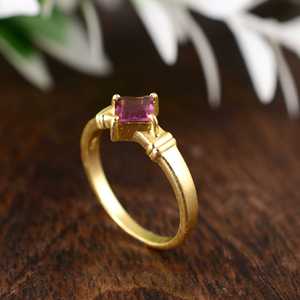 Anillo de latón amatista de nueva moda, oro Vintage para mujer, banda sólida, anillos delicados minimalistas hechos a mano - Product Image 1