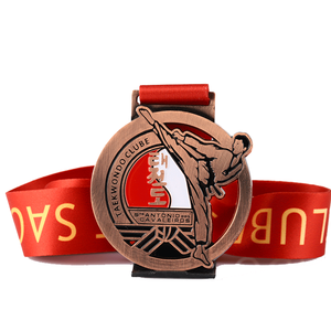 De <span class=keywords><strong>hacer</strong></span> su propio diseño de taekwondo Premio medallas metálicas de deportes con cinta - Product Image 3