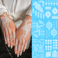 Autocollants de tatouage au henné instantané, temporaires, imperméables, de qualité supérieure, en gros, blancs, marrons, noirs