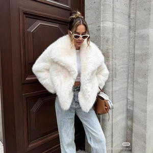 Manteau en fausse fourrure pour <span class=keywords><strong>femme</strong></span>, grande taille, mode automne-hiver, couleur unie, chaud, pelucheux, veste en fourrure - Product Image 4