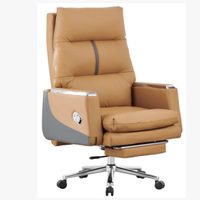 Chaise de bureau exécutive ergonomique moderne en cuir, pivotante, avec fonction massage, base chromée, structure en acier inoxydable, très vendue