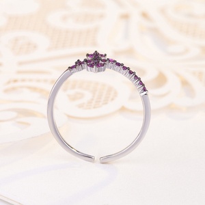 Bagues en argent sterling 925 avec améthyste taillée en étoile de soleil, pierres précieuses CZ, pour femmes, certifiées CMA, sertissage pavé, mariage et anniversaire - Product Image 2