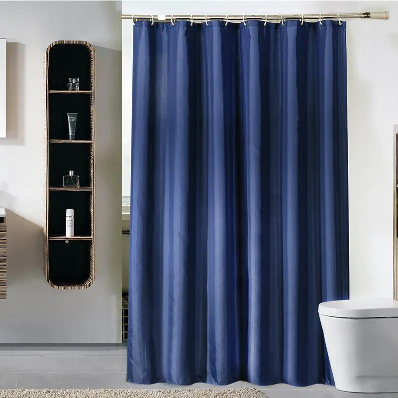 Hot Sale Solid Color Hotel Quality Thickened Polyester Fabric Waterproof Mildew Proof Shower Curtain For Bathroom