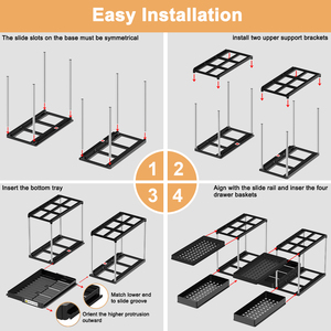 2 Tier Sliding Under Sink Organizers Plastic Home Organizer Storage Pull Out Under Cabinet Organizer - Product Image 4