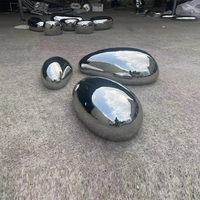 Haute qualité galet Art décoration miroir paysage extérieur métal pierre pelouse Sculpture en acier inoxydable pour déco intérieure