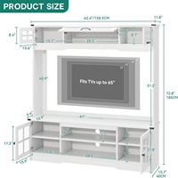 Soporte de TV Estilo Rústico para Televisor de 65 Pulgadas, Centro de Entretenimiento con Tomas de Corriente, Gabinetes de Almacenamiento y Estante Ajustable