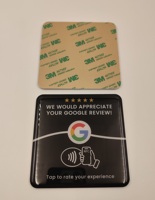 Индивидуальная QR-код NFC-карта для отзывов Google (213/215), матовая черная самоклеящаяся карта с клеевым слоем