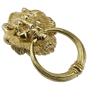 Poignée de porte en cuivre en forme de tête de lion, 11,7x20 cm, finition bronze, design traditionnel, ambidextre, installation facile pour porte de villa - Product Image 1
