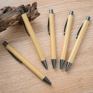 Personalizado personalizado personalizado madeira bambu Laserable caneta esferográfica com o seu texto ou nome gravado bambu bola caneta
