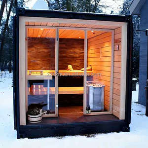 Sauna extérieur compact carré pour 2 personnes, chauffage infrarouge, écologique, en bois de fer, chauffage rapide, montage facile sans outils, <span class=keywords><strong>spa</strong></span> à domicile - Product Image 3