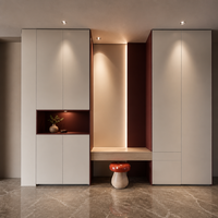 Meuble à chaussures moderne de luxe pour entrée, style italien minimaliste, rangement intégré en bois, organisateur modulaire pour buanderie, banc LED personnalisé 4