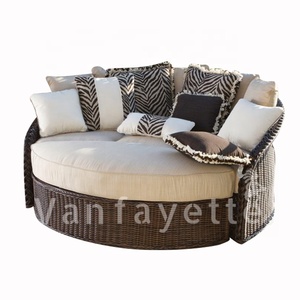 Lit de soleil circulaire en rotin moderne pour 2 personnes <span class=keywords><strong>Bali</strong></span> pour hôtels et villas pour <span class=keywords><strong>plage</strong></span> ou espace extérieur rond - Product Image 1