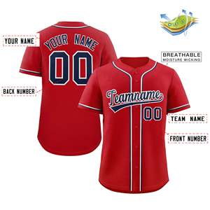 Maillot de baseball authentique de style classique rouge marine-blanc personnalisé - Product Image 2