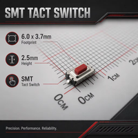 TS6037A-025C(R)-G8 6.0x3.7mm 2.5mmhight Petit Bouton SMT Commutateur Rouge Stem Tact Switch