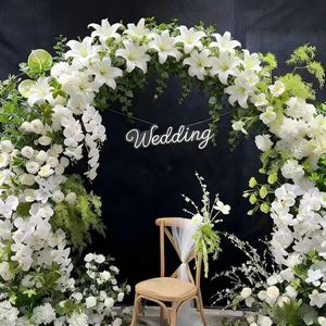 Arche florale artificielle blanche pour mariage, décoration d'arche de fleurs, arrangement floral - Product Image 2